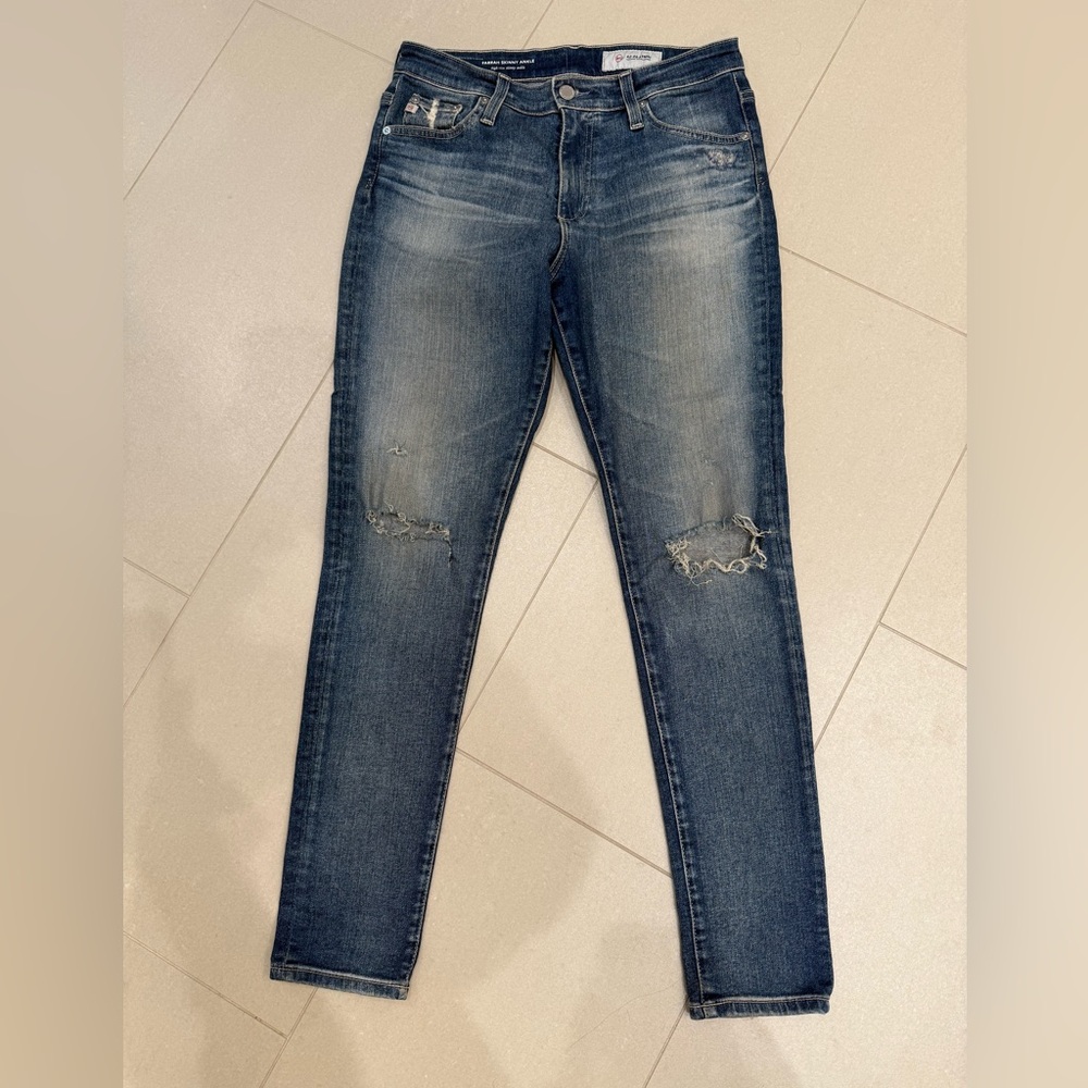 AG distressed skinny ankle jeans